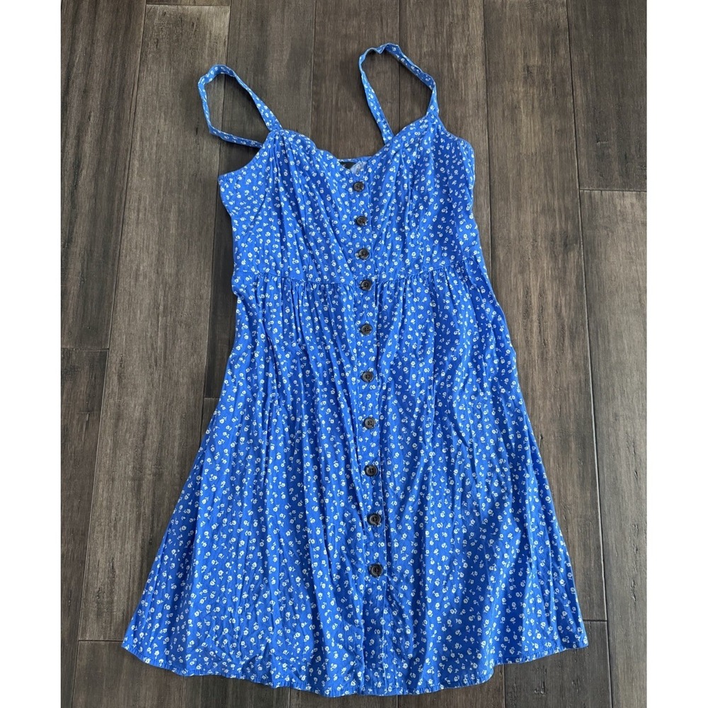 Banana Republic Blue Floral Summer Dress Sundress Mini Fit Flare Garden Ditsy S